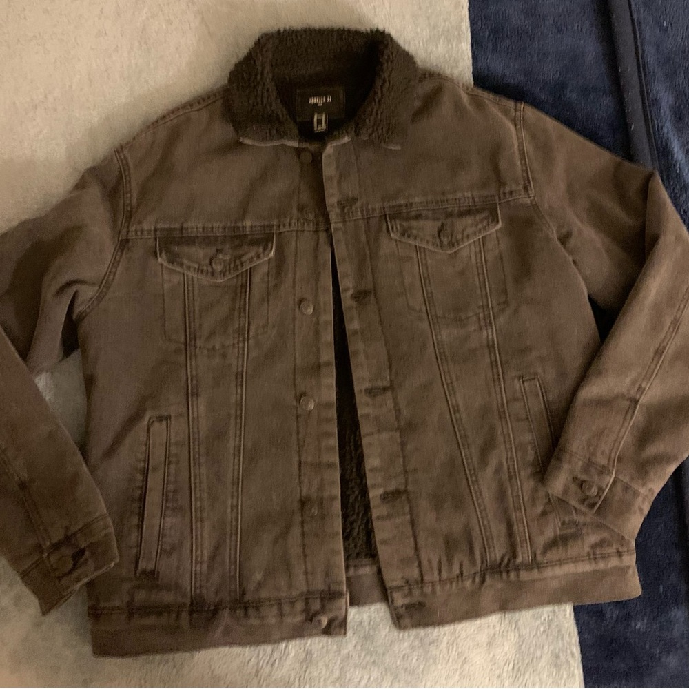 Mens Forever 21 black Jean Jacket, Barely warn